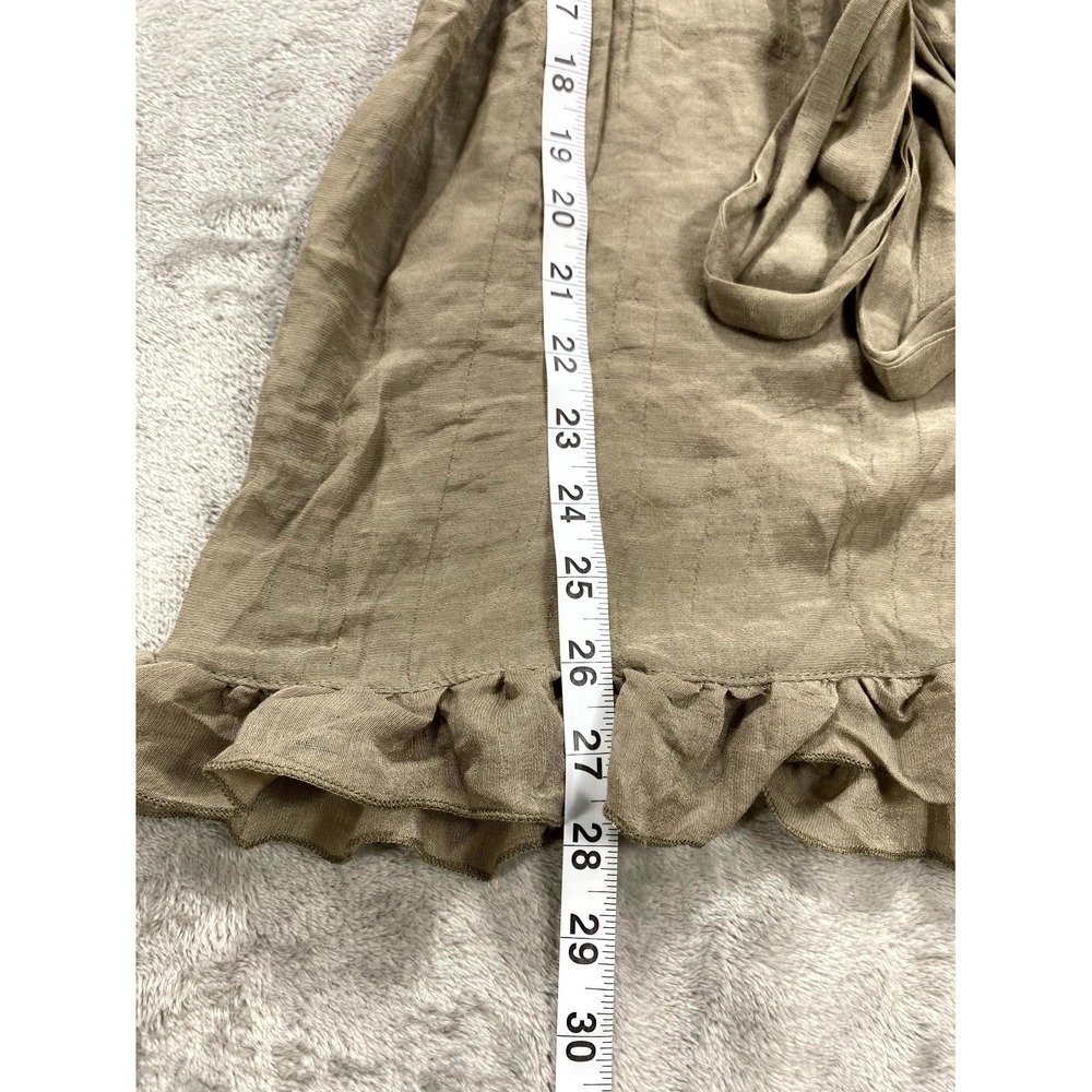 Body Central Mini Dress Womens Olive Pleated Ruffled Sleeves V-Neck Tie Waist - Picture 6 of 8